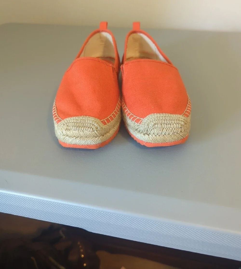 Michael Kors Lenny  Orange Canvas Espadrille Slip-Ons